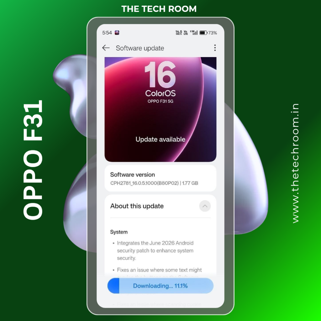 OPPO ColorOS 16 June 2026 Monthly Update Rolling Out: F31 Pro, F31, A6x, K12x Get Latest Security Patch & Improvements copy of copy of copy of copy of copy of realme p4 power 20260616 224752 0000